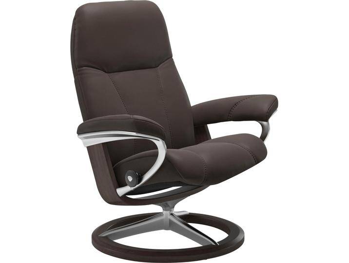 Relaxsessel STRESSLESS Consul , braun (braun batick), B:78cm H:97cm T:70cm, Leder BATICK: BATICK ist ein leicht korrigiertes, durchgefärbtes und genarbtes Möbelleder, bei dem die meisten Unebenheiten und Spuren in der Regel entfernt wurden., Leder PALOMA: PALOMA ist ein durchgefärbtes Semianilin-Möbelleder mit natürlicher Narbung., ROHLEDER Stoff Q2 FARON: Ein fester zuverlässiger Bouclu00e9 mit einem strukturierten Aussehen und einer komfortablen Oberfläche (100% Polyester im Flor, Grundgewebe: 50% Polyester, 50% Polyacryl), Struktur fein JASMINE (90% Polyester, 10% Baumwolle), Sessel, mit Signature Base, Größe S, Gestell Wenge von Stressless