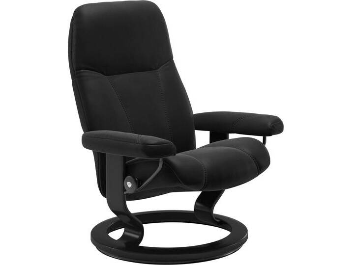 Relaxsessel STRESSLESS Consul , schwarz (schwarz paloma), B:76cm H:100cm T:71cm, Leder BATICK: BATICK ist ein leicht korrigiertes, durchgefärbtes und genarbtes Möbelleder, bei dem die meisten Unebenheiten und Spuren in der Regel entfernt wurden.;Leder PALOMA: PALOMA ist ein durchgefärbtes Semianilin-Möbelleder mit natürlicher Narbung.;ROHLEDER Stoff Q2 FARON: Ein fester zuverlässiger Bouclé mit einem strukturierten Aussehen und einer komfortablen Oberfläche (100% Polyester im Flor, Grundgewebe: 50% Polyester, 50% Polyacryl);Struktur fein JASMINE (90% Polyester, 10% Baumwolle), Sessel, mit Classic Base, Größe M, Gestell Schwarz von Stressless
