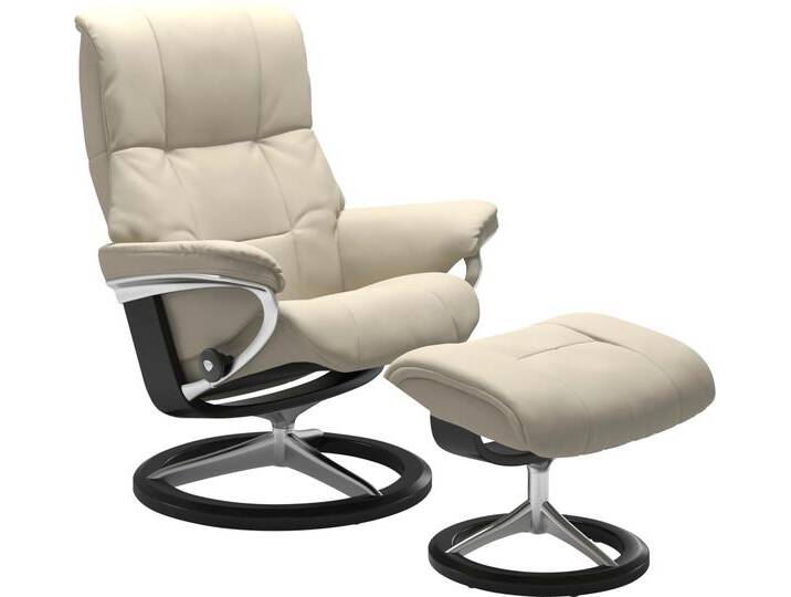 Relaxsessel STRESSLESS Mayfair , beige (cream batick), B:79cm H:102cm T:44cm, Leder BATICK: BATICK ist ein leicht korrigiertes, durchgefärbtes und genarbtes Möbelleder, bei dem die meisten Unebenheiten und Spuren in der Regel entfernt wurden.;Leder PALOMA: PALOMA ist ein durchgefärbtes Semianilin-Möbelleder mit natürlicher Narbung.;ROHLEDER Stoff Q2 FARON: Ein fester zuverlässiger Bouclé mit einem strukturierten Aussehen und einer komfortablen Oberfläche (100% Polyester im Flor, Grundgewebe: 50% Polyester, 50% Polyacryl);Microfaser DINAMICA (88% Polyester, 12% Polyurethan), Sessel, mit Signature Base, Größe S, M & L, Gestell Schwarz von Stressless