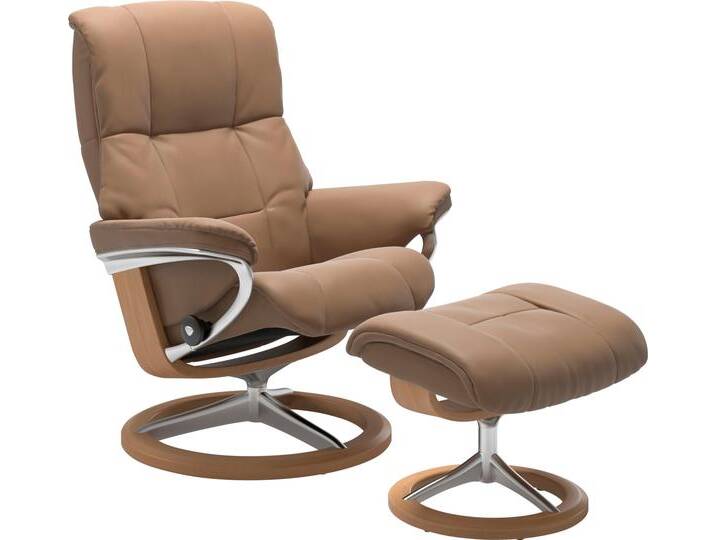 Relaxsessel STRESSLESS Mayfair , braun (almond paloma), B:92cm H:103cm T:79cm, Leder BATICK: BATICK ist ein leicht korrigiertes, durchgefärbtes und genarbtes Möbelleder, bei dem die meisten Unebenheiten und Spuren in der Regel entfernt wurden., Leder PALOMA: PALOMA ist ein durchgefärbtes Semianilin-Möbelleder mit natürlicher Narbung., ROHLEDER Stoff Q2 FARON: Ein fester zuverlässiger Bouclu00e9 mit einem strukturierten Aussehen und einer komfortablen Oberfläche (100% Polyester im Flor, Grundgewebe: 50% Polyester, 50% Polyacryl), Microfaser DINAMICA (88% Polyester, 12% Polyurethan), Sessel, mit Signature Base, Größe S, M & L, Gestell Eiche von Stressless