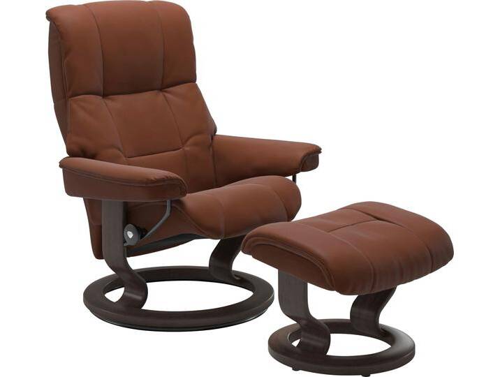 Relaxsessel STRESSLESS Mayfair , braun (copper paloma), B:75cm H:99cm T:73cm, Leder BATICK: BATICK ist ein leicht korrigiertes, durchgefärbtes und genarbtes Möbelleder, bei dem die meisten Unebenheiten und Spuren in der Regel entfernt wurden., Leder PALOMA: PALOMA ist ein durchgefärbtes Semianilin-Möbelleder mit natürlicher Narbung., ROHLEDER Stoff Q2 FARON: Ein fester zuverlässiger Bouclu00e9 mit einem strukturierten Aussehen und einer komfortablen Oberfläche (100% Polyester im Flor, Grundgewebe: 50% Polyester, 50% Polyacryl), Microfaser DINAMICA (88% Polyester, 12% Polyurethan), Sessel, mit Hocker, mit Classic Base, Größe S, M & L, Gestell Wenge von Stressless
