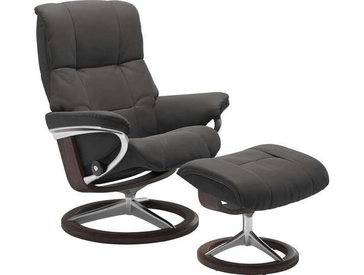 Relaxsessel STRESSLESS Mayfair , grau (rock paloma), B:92cm H:103cm T:79cm, Leder BATICK: BATICK ist ein leicht korrigiertes, durchgefärbtes und genarbtes Möbelleder, bei dem die meisten Unebenheiten und Spuren in der Regel entfernt wurden., Leder PALOMA: PALOMA ist ein durchgefärbtes Semianilin-Möbelleder mit natürlicher Narbung., ROHLEDER Stoff Q2 FARON: Ein fester zuverlässiger Bouclu00e9 mit einem strukturierten Aussehen und einer komfortablen Oberfläche (100% Polyester im Flor, Grundgewebe: 50% Polyester, 50% Polyacryl), Microfaser DINAMICA (88% Polyester, 12% Polyurethan), Sessel, mit Hocker, mit Signature Base, Größe S, M & L, Gestell Wenge von Stressless