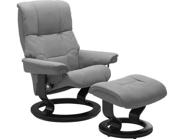 Relaxsessel STRESSLESS Mayfair , grau (wild dove batick), B:79cm H:101cm T:73cm, Leder BATICK: BATICK ist ein leicht korrigiertes, durchgefärbtes und genarbtes Möbelleder, bei dem die meisten Unebenheiten und Spuren in der Regel entfernt wurden., Leder PALOMA: PALOMA ist ein durchgefärbtes Semianilin-Möbelleder mit natürlicher Narbung., ROHLEDER Stoff Q2 FARON: Ein fester zuverlässiger Bouclu00e9 mit einem strukturierten Aussehen und einer komfortablen Oberfläche (100% Polyester im Flor, Grundgewebe: 50% Polyester, 50% Polyacryl), Microfaser DINAMICA (88% Polyester, 12% Polyurethan), Sessel, mit Classic Base, Größe S, M & L, Gestell Schwarz von Stressless