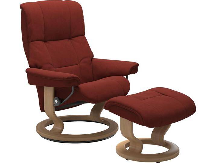 Relaxsessel STRESSLESS Mayfair , rot (rot dinamica), B:79cm H:101cm T:73cm, Leder BATICK: BATICK ist ein leicht korrigiertes, durchgefärbtes und genarbtes Möbelleder, bei dem die meisten Unebenheiten und Spuren in der Regel entfernt wurden., Leder PALOMA: PALOMA ist ein durchgefärbtes Semianilin-Möbelleder mit natürlicher Narbung., ROHLEDER Stoff Q2 FARON: Ein fester zuverlässiger Bouclu00e9 mit einem strukturierten Aussehen und einer komfortablen Oberfläche (100% Polyester im Flor, Grundgewebe: 50% Polyester, 50% Polyacryl), Microfaser DINAMICA (88% Polyester, 12% Polyurethan), Sessel, mit Classic Base, Größe S, M & L, Gestell Eiche von Stressless