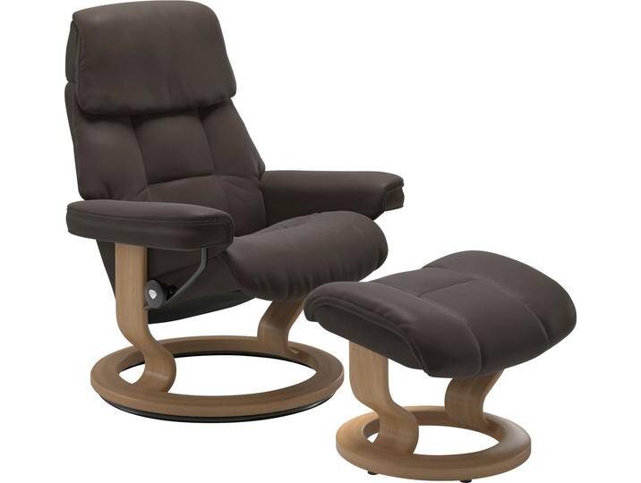 Relaxsessel STRESSLESS Ruby , braun (braun batick), B:88cm H:99cm T:77cm, Leder BATICK: BATICK ist ein leicht korrigiertes, durchgefärbtes und genarbtes Möbelleder, bei dem die meisten Unebenheiten und Spuren in der Regel entfernt wurden., Leder PALOMA: PALOMA ist ein durchgefärbtes Semianilin-Möbelleder mit natürlicher Narbung., Sessel, mit Classic Base, Größe L, Gestell Eiche, Wenge, Braun & Schwarz von Stressless