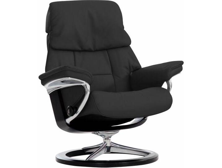 Relaxsessel STRESSLESS Ruby , schwarz (schwarz batick), B:76cm H:100cm T:75cm, Leder PALOMA: durchgefärbtes Semianilin-Möbelleder, Leder BATICK: durchgefärbtes und genarbtes Möbelleder, Sessel, mit Signature Base, Größe S, Gestell Eiche, Wenge, Braun & Schwarz von Stressless