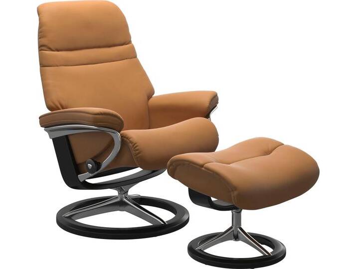 Relaxsessel STRESSLESS Sunrise , braun (new caramel), Material Bezug, Ausführung Funktion, Größe B/H/T, Sessel, mit Signature Base, Größe M, Gestell Schwarz von Stressless