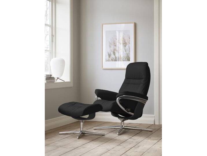 Relaxsessel STRESSLESS Sunrise , schwarz (schwarz paloma), B:79cm H:103cm T:73cm, Leder PALOMA: PALOMA ist ein durchgefärbtes Semianilin-Möbelleder mit natürlicher Narbung., Sessel, mit Cross Base, Größe S, M & L, Holzakzent Schwarz von Stressless