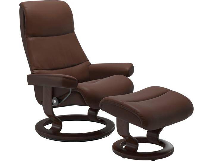 Relaxsessel STRESSLESS View , braun (malt braun batick), B:78cm H:105cm T:78cm, Leder BATICK: BATICK ist ein leicht korrigiertes, durchgefärbtes und genarbtes Möbelleder, bei dem die meisten Unebenheiten und Spuren in der Regel entfernt wurden.;Leder PALOMA: PALOMA ist ein durchgefärbtes Semianilin-Möbelleder mit natürlicher Narbung.;ROHLEDER Stoff Q2 FARON: Ein fester zuverlässiger Bouclé mit einem strukturierten Aussehen und einer komfortablen Oberfläche (100% Polyester im Flor, Grundgewebe: 50% Polyester, 50% Polyacryl);Struktur fein JASMINE (90% Polyester, 10% Baumwolle), Sessel, mit Classic Base, Größe S,Gestell Braun von Stressless