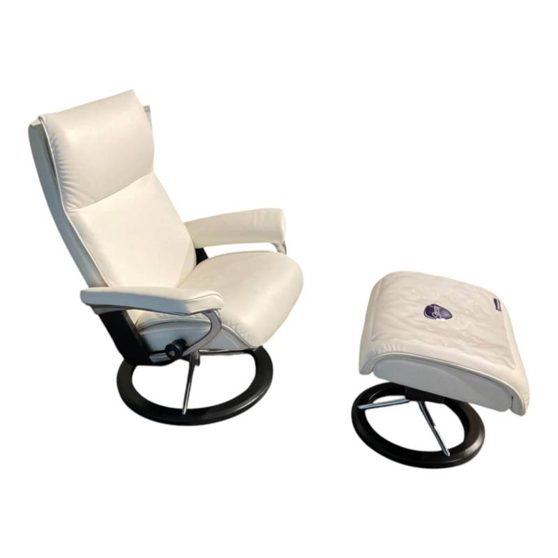 Sessel Aura M Leder Cori 53 Off White Weiß Gestell Signature Holz Schwarz Inklus... von Stressless