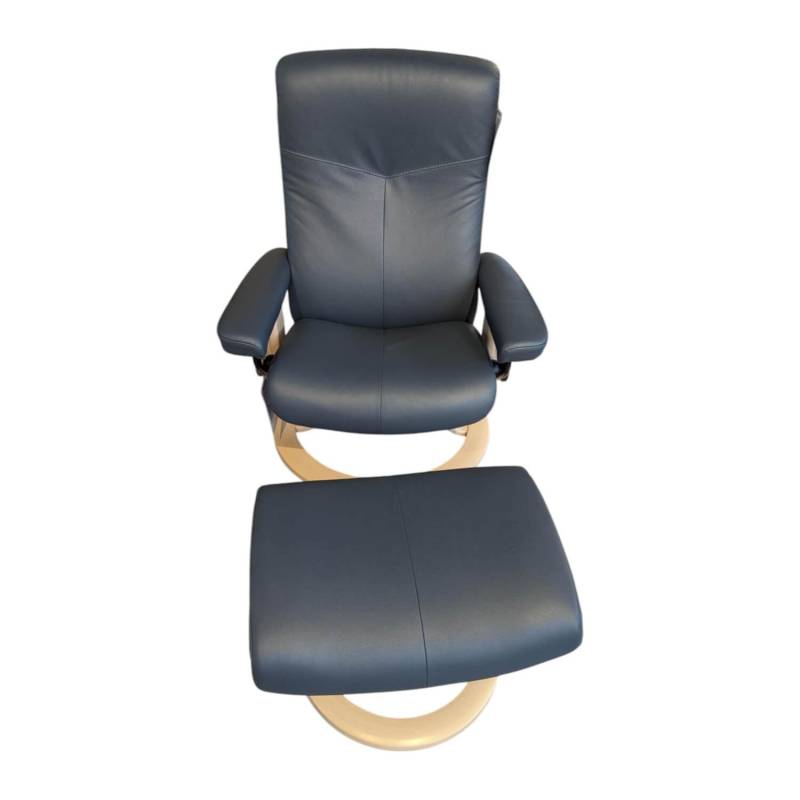 Sessel Dover Leder Batick 093 Atlantic Blue 73 Grau Gestell Holz Whitewash 12 Mi... von Stressless
