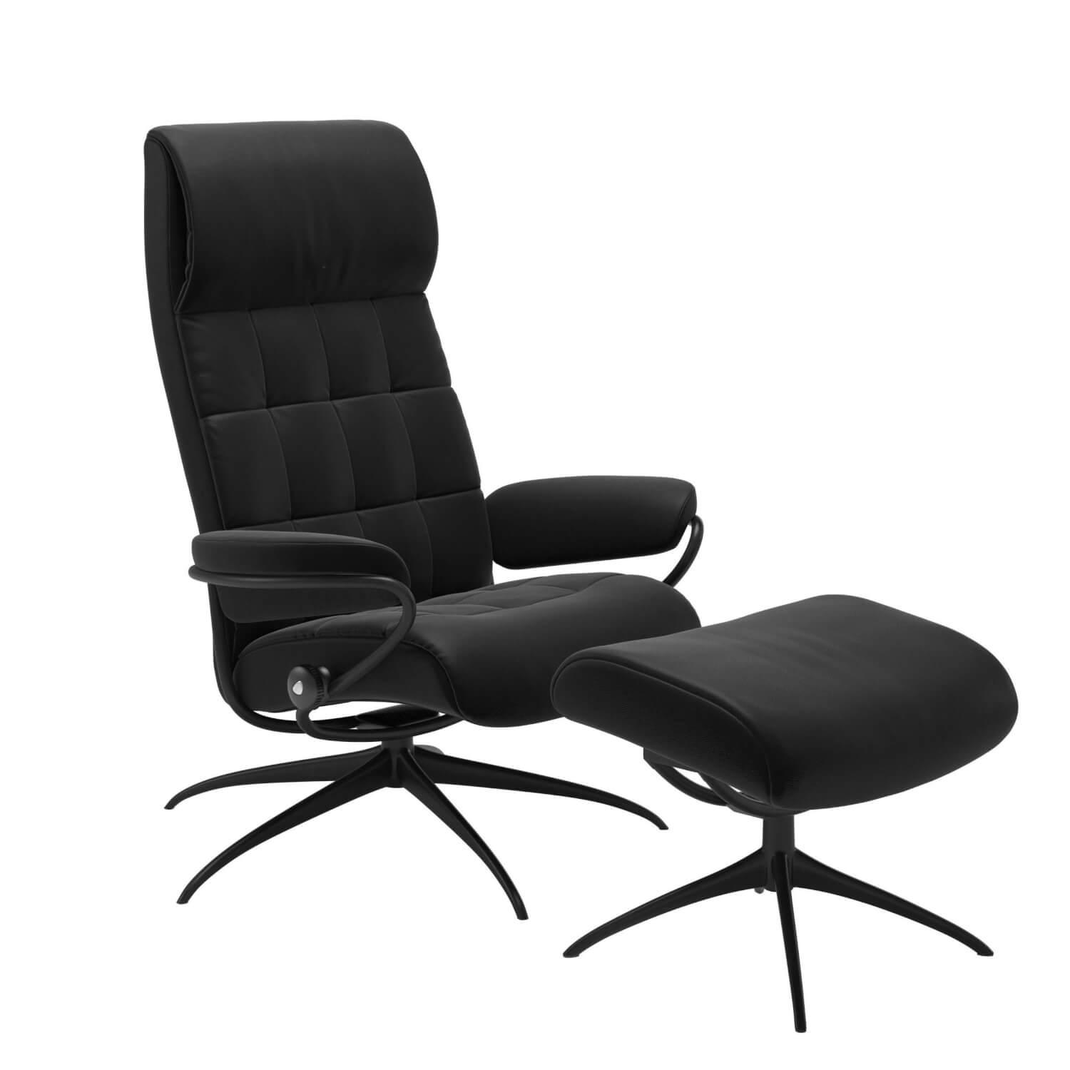 Sessel London M Leder Paloma Black Schwarz Gestell Star Aluminium Matt Schwarz M... von Stressless