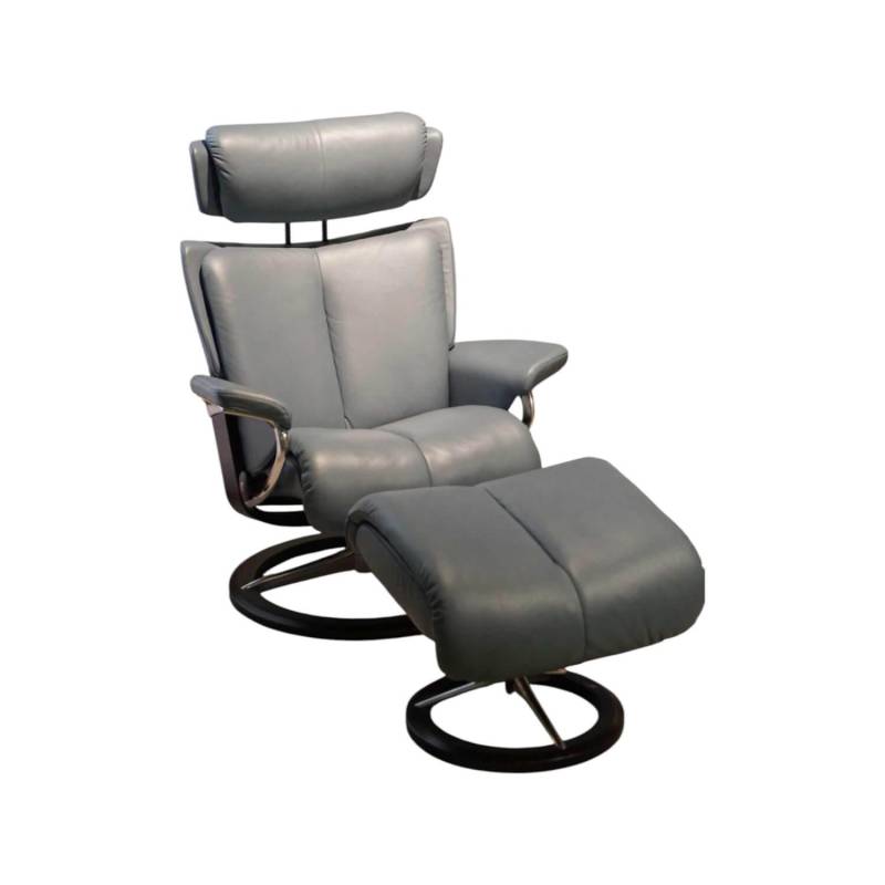 Sessel Magic M Leder Paloma Grau Gestell Signature Schwarz Inklusive Hocker von Stressless