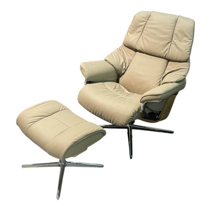 Sessel Reno M Leder Paloma 094 Mushroom 45 Braun Gestell Cross Metall Chrom Mit ... von Stressless