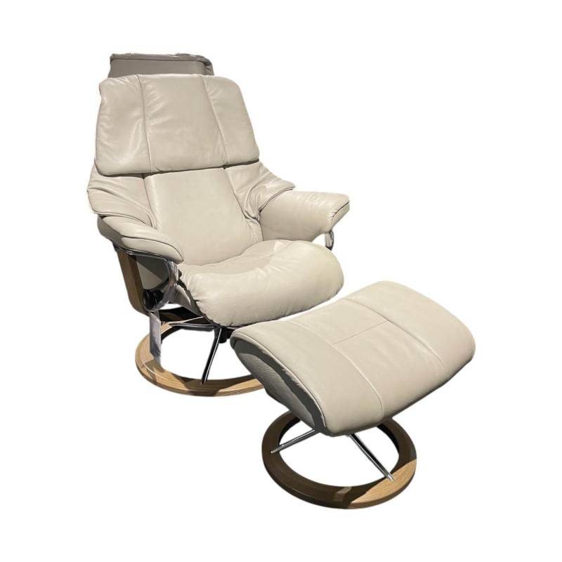 Sessel Reno S R Leder 091 Cori Silver Cloud 25 Grau Gestell Cross Smoked Oak 13 ... von Stressless