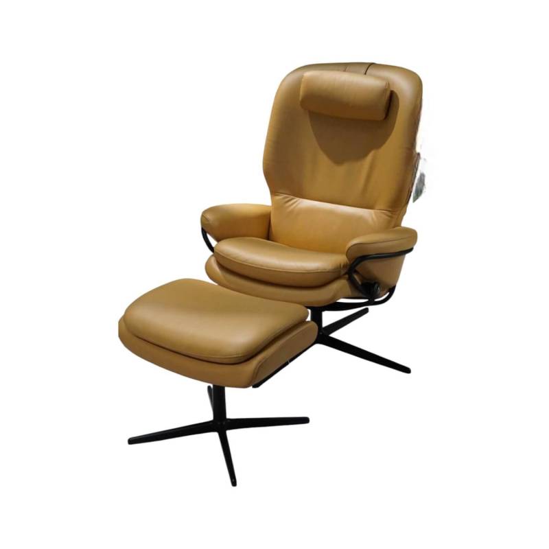 Sessel Rome M Leder Honey Gestell Cross Schwarz Inklusive Hocker von Stressless