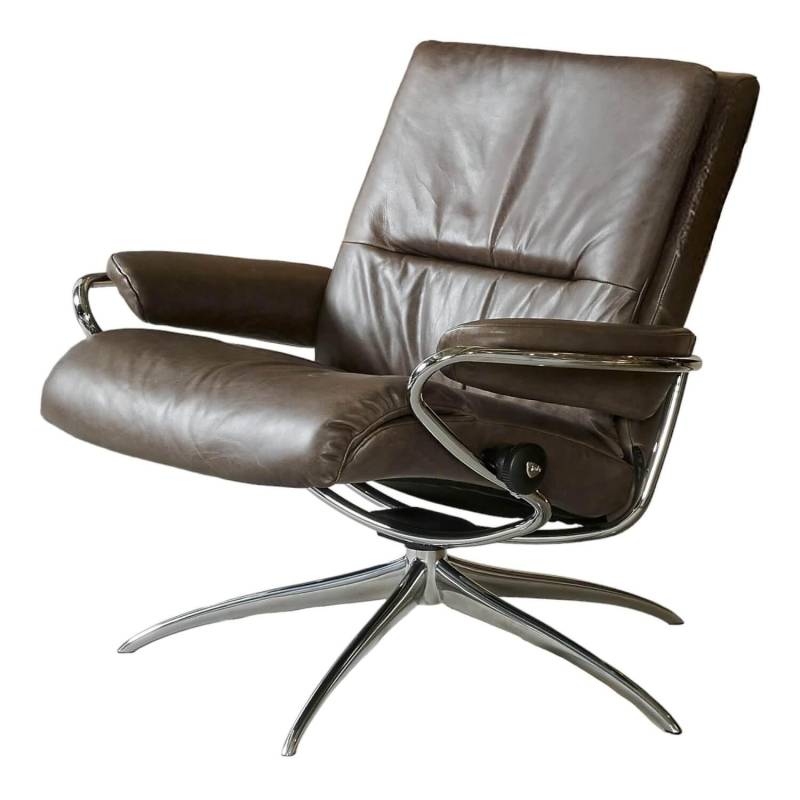 Sessel Tokyo Low Back Leder Pioneer Grey 12 Grau Star Gestell Standard Chrom Mit... von Stressless