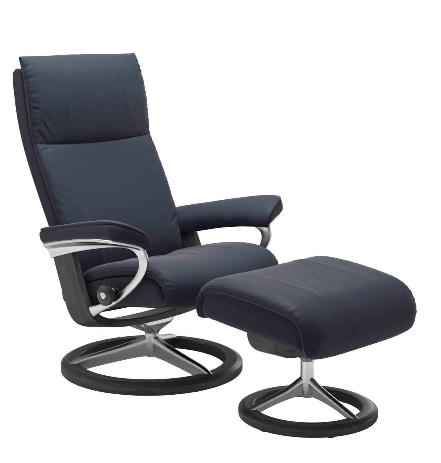 Sessel mit Hocker Aura S Paloma Shadow Blue Signature Grau von Stressless