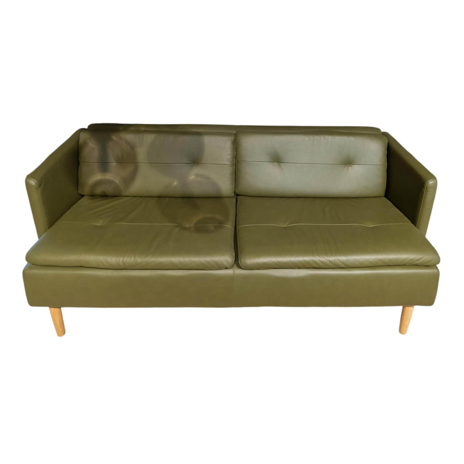 Sofa Lime Bezug Leder Paloma 094 Dark Olive 08 Grün Füße Eiche Natur Natural von Stressless