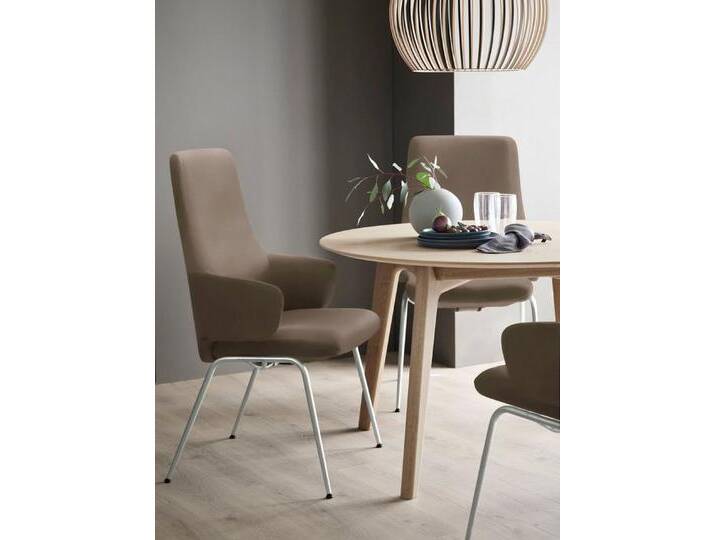 Stressless® Polsterstuhl Laurel, High Back mit Armlehne, Größe L, mit Beinen aus Stahl in Chrom matt, grau, mole BATICK von Stressless