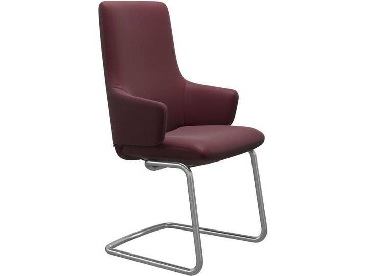 Stressless® Polsterstuhl Laurel, High Back mit Armlehne, Größe L, mit Beinen aus Stahl in Chrom matt, rot, bordeaux BATICK von Stressless
