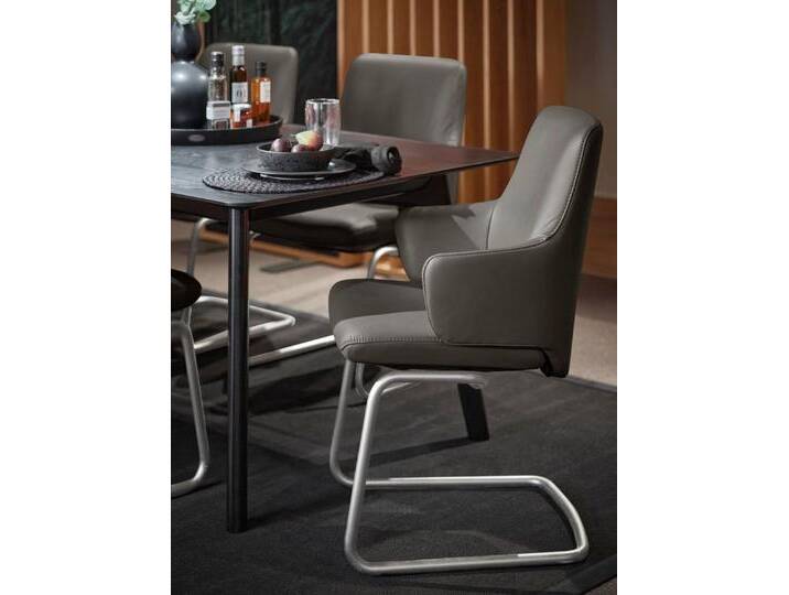Stressless® Polsterstuhl Laurel, Low Back mit Armlehne, Größe L, mit Beinen aus Stahl in Chrom glänzend, grau, metal grey PALOMA von Stressless