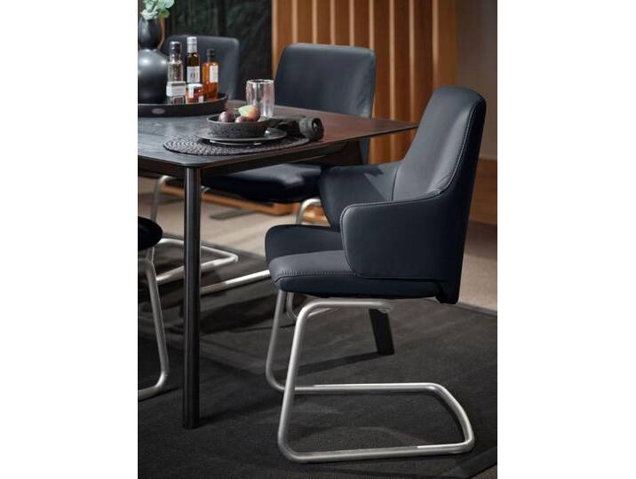 Stressless® Polsterstuhl Laurel, Low Back mit Armlehne, Größe L, mit Beinen aus Stahl in Chrom matt, blau, shadow blue PALOMA von Stressless