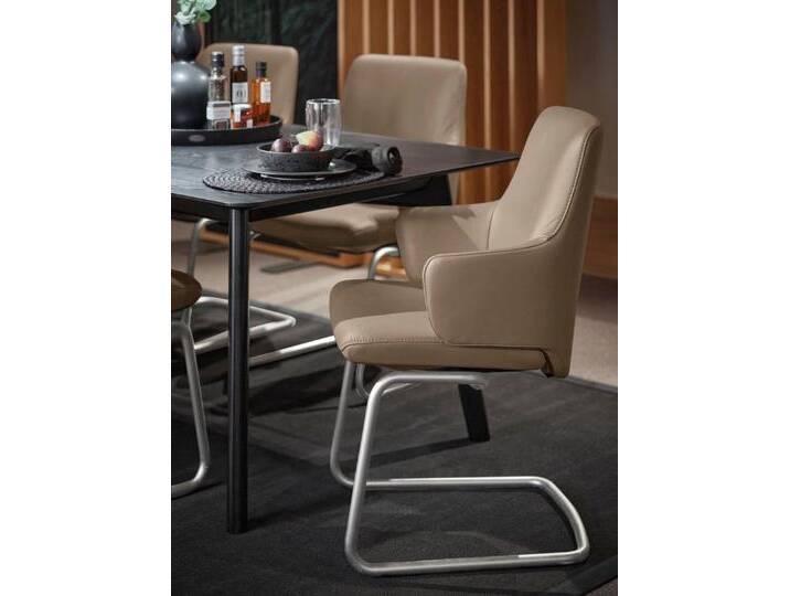 Stressless® Polsterstuhl Laurel, Low Back mit Armlehne, Größe L, mit Beinen aus Stahl in Schwarz matt, braun, almond PALOMA von Stressless