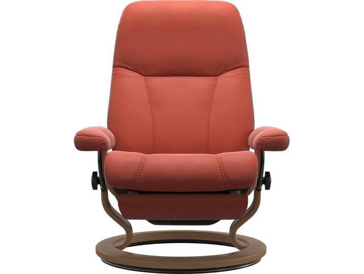 Stressless® Relaxsessel Consul, elektrisch verstellbar, Größe M & L, rot, Classic Base Eiche-M-Power™ Leg & Back-ohne Akku, Henna BATICK von Stressless