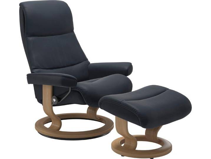 Stressless® Relaxsessel View (Set, Relaxsessel mit Hocker), mit Classic Base, Größe M,Gestell Eiche, blau, shadow blue PALOMA von Stressless