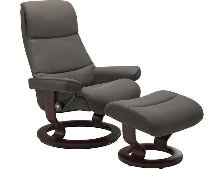 Stressless® Relaxsessel View (Set, Relaxsessel mit Hocker), mit Classic Base, Größe S,Gestell Braun, grau, metal grey PALOMA von Stressless