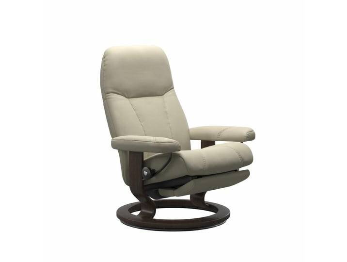 Stressless Consul Classic Power Sessel - Leder Batick Cream , Buche Holzfarbe Schwarz , Large , Motor & Akku, Modern, Skandinavisch, Zeitlos, automatische Fußteilverstellung, automatische Relaxfunktion, automatische Rückenteilverstellung, manuelle Kopfteilverstellung von Stressless