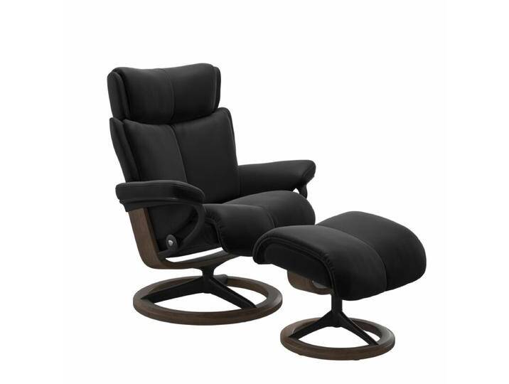 Stressless Magic M Signature Sessel wahlweise mit Hocker - Buche Holzfarbe Walnuss , Metall schwarz matt , inkl. Hocker von Stressless