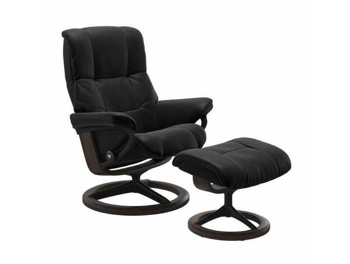 Stressless Mayfair Sessel Signature wahlweise mit Hocker - Leder Batick Black , Buche Holzfarbe Wenge , Metall schwarz matt , inkl. Hocker, Modern, Skandinavisch, Zeitlos, Drehfunktion, manuelle Rückenteilverstellung, Wippfunktion von Stressless