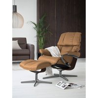 Stressless Relaxsessel "Reno", (Set, Relaxsessel mit Hocker), mit Hocker, mit Cross Base, Größe S, M & L, Holzakzent Braun von Stressless