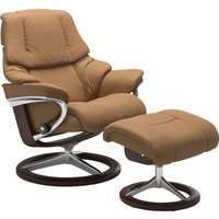 Stressless Relaxsessel "Reno", (Set, Relaxsessel mit Hocker), mit Hocker, mit Signature Base, Größe S, M & L, Gestell Braun von Stressless