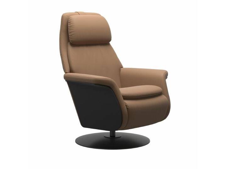 Stressless Sam Relaxsessel optional mit Akku, Heizung und Massagefunktion - Leder Batick Latte , Holz schwarz , Motor & Akku, Modern, Skandinavisch, Heizfunktion, Massagefunktion, automatische Fußteilverstellung, automatische Kopfteilverstellung, automatische Relaxfunktion, automatische Rückenteilverstellung von Stressless
