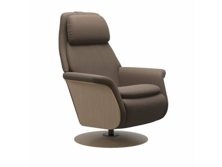 Stressless Sam Relaxsessel optional mit Akku, Heizung und Massagefunktion - Leder Batick Mole , Eiche Natur , Motor & Akku, Modern, Skandinavisch, Heizfunktion, Massagefunktion, automatische Fußteilverstellung, automatische Kopfteilverstellung, automatische Relaxfunktion, automatische Rückenteilverstellung von Stressless