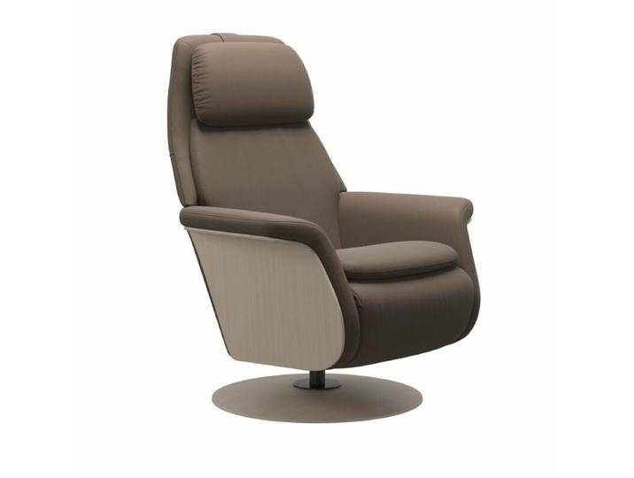 Stressless Sam Relaxsessel optional mit Akku, Heizung und Massagefunktion - Leder Batick Mole , Eiche Whitewash , Motor, Modern, Skandinavisch, Heizfunktion, Massagefunktion, automatische Fußteilverstellung, automatische Kopfteilverstellung, automatische Relaxfunktion, automatische Rückenteilverstellung von Stressless