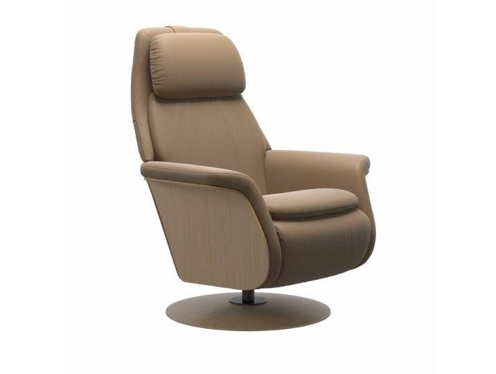 Stressless Sam Relaxsessel optional mit Akku, Heizung und Massagefunktion - Leder Paloma Almond , Eiche Natur , Motor, Modern, Skandinavisch, Heizfunktion, Massagefunktion, automatische Fußteilverstellung, automatische Kopfteilverstellung, automatische Relaxfunktion, automatische Rückenteilverstellung von Stressless