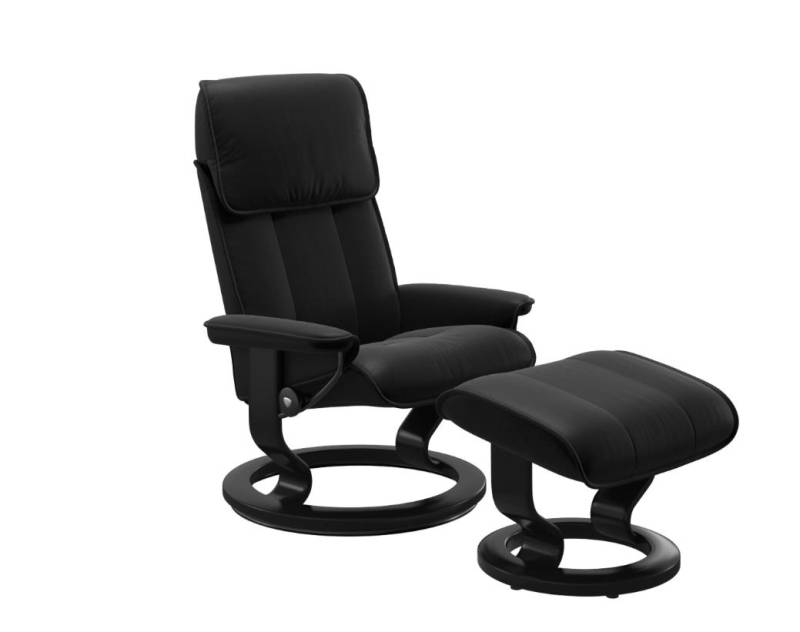 Stressless Sessel mit Hocker ADMIRAL ca. B78 H108 T117 cm in Leder Batick 19 schwarz von Stressless