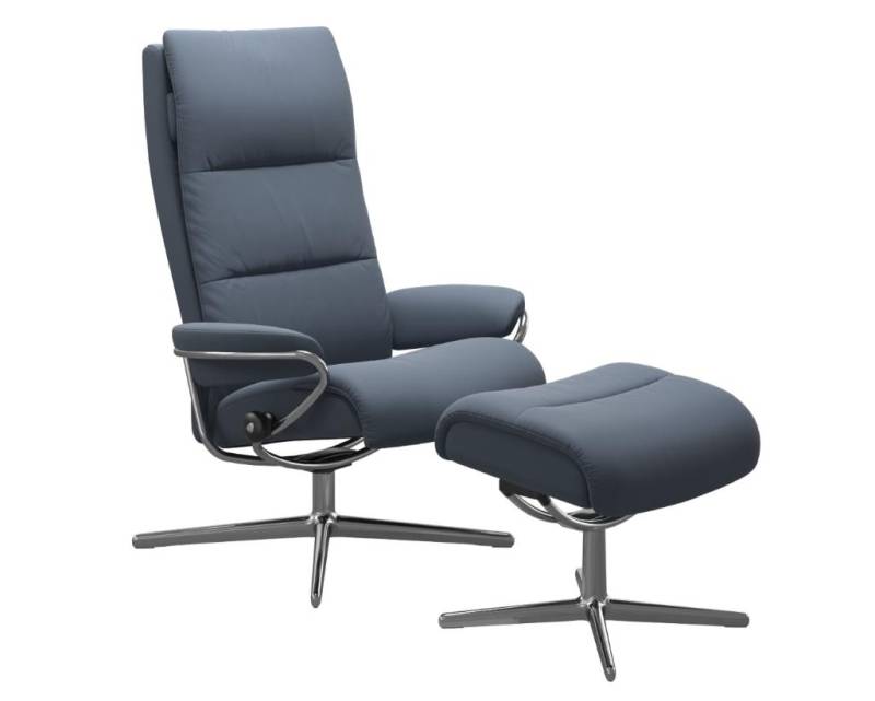 Stressless Sessel mit Hocker TOKYO ca. B80 H111 T115 cm in Leder Paloma 71 Sparrow Blue von Stressless
