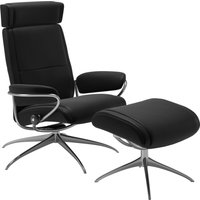 Stressless Relaxsessel "Paris", (Set, Relaxsessel mit Hocker), mit Hocker, Low Back mit Kopfstütze, mit Star Base, Gestell Chrom von Stressless