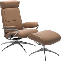 Stressless Relaxsessel "Paris", (Set, Relaxsessel mit Hocker), mit Hocker, Low Back mit Kopfstütze, mit Star Base, Gestell Chrom von Stressless