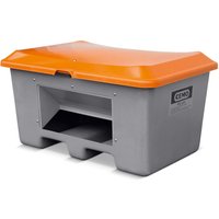 CEMO Streugutbehälter mit Entnahmeöffnung, grau/orange, 400 Liter, mit Staplertaschen von CEMO