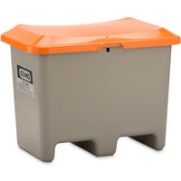 CEMO Streugutbehälter, grau/orange, 200 Liter, mit Staplertaschen von CEMO