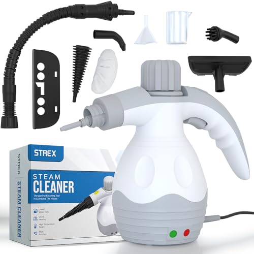 Strex Dampfreiniger Extra Leistungsstark - 1200W 4bar - Tragbar - All-in-One Multifunktions-Handdampfreiniger - Fleckenreiniger von Strex