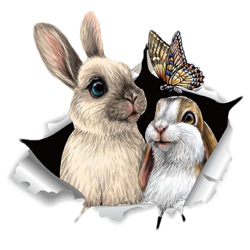 Streysisl 3D Tier Wandaufkleber - Durchbrechen Wand Katze Häschen Aufkleber | Wasserdichte Wanddeko Cartoon Tier Poster für Kühlschrank Toilette Küche Kinderzimmer von Streysisl