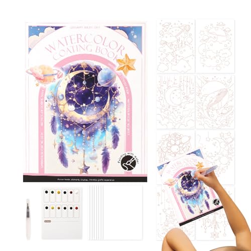 Streysisl Aquarell-Postkarten, Reise-Kunst-Set mit Palette und Pinsel, dreifach gefaltetes multifunktionales Miniatur-Malset mit 12 Farben für Erwachsene und Anfänger von Streysisl