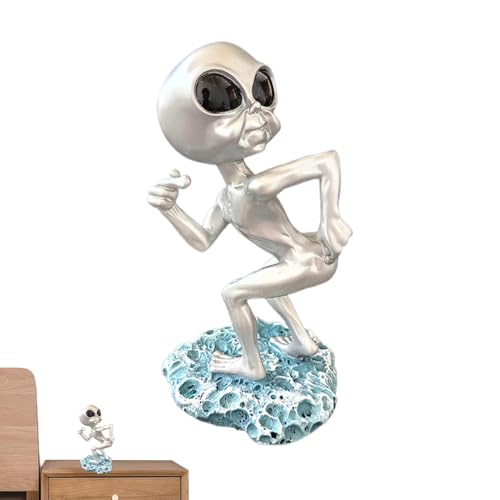Streysisl Außerirdische Statue für den Außenbereich, Außerirdische Figur, einzigartiges Kunstharz, kreative Desktop-Handwerk, Ornament, lustige Indoor- und Outdoor-Terrassen-Gartenfigur von Streysisl